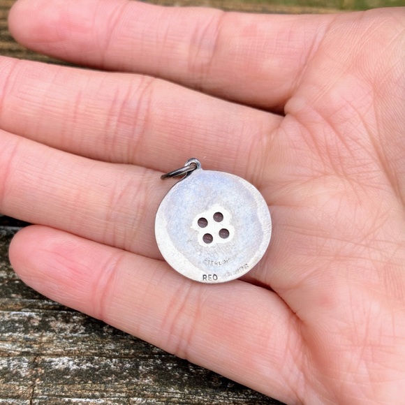 Vintage Sterling Silver 925 Cute as a Button REO Necklace Pendant Charm Only - Picture 6 of 9